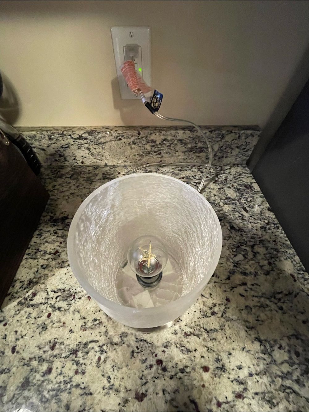 Modern Frosted Accent Table Lamp with Crackled Glass Shade & Brushed Nickel - Picture 13 of 16